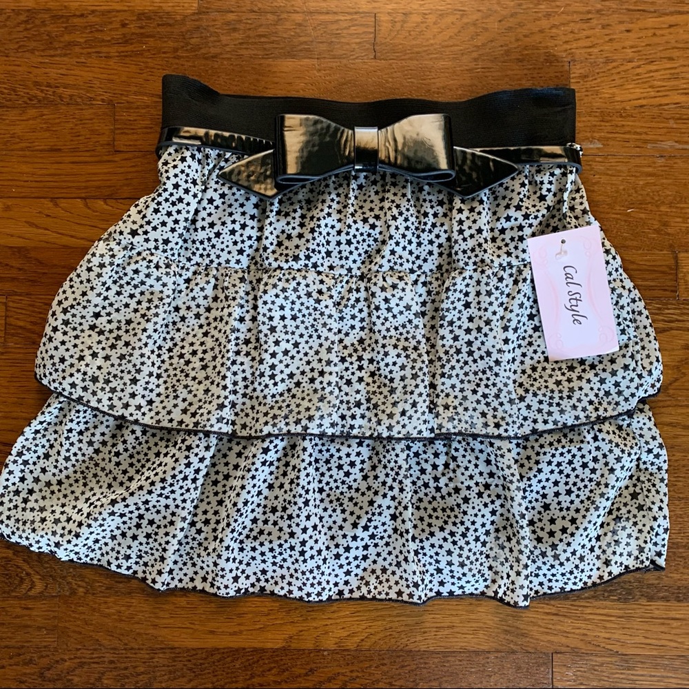 Ruffle Black and White Mini Skirt with Removable Belt Size Small
